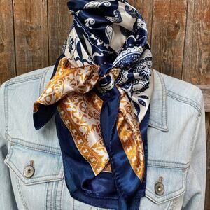 Blue Two-Tone Paisley Western Wild Rag Scarf